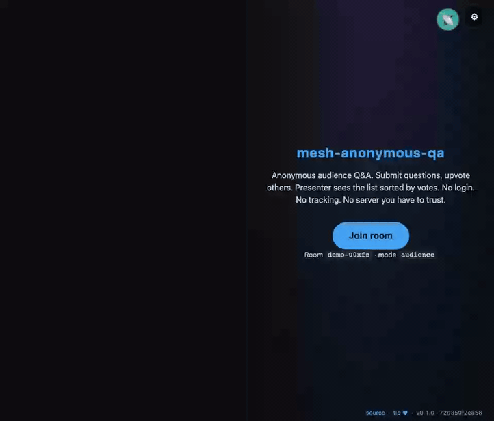 mesh-anonymous-qa demo