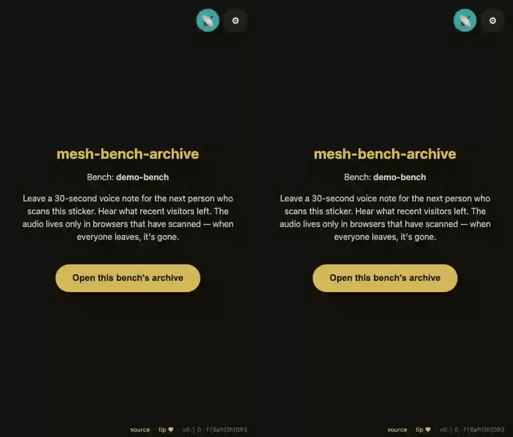 Mesh Bench Archive demo