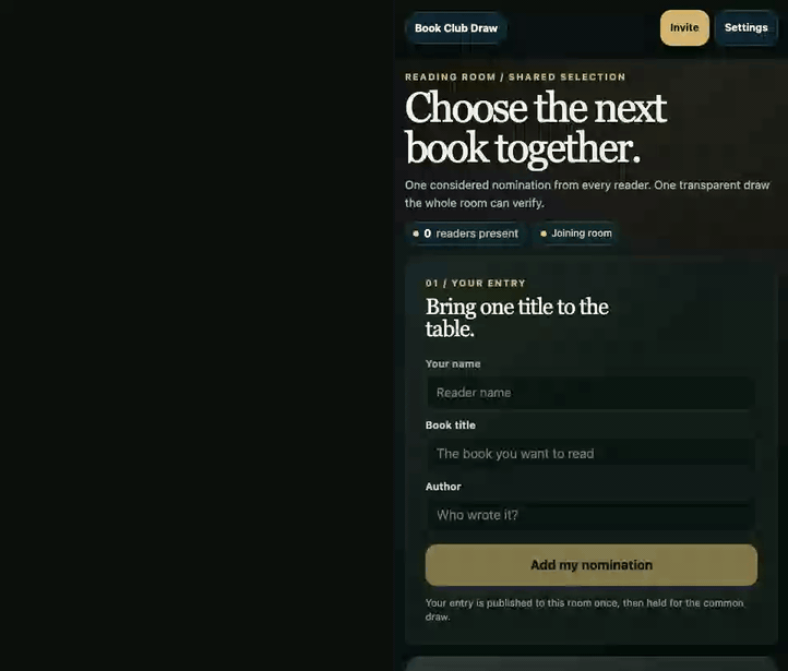 Mesh Book Club Lottery demo