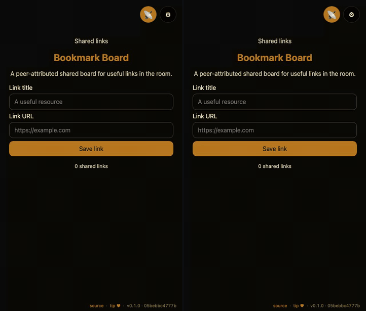 Mesh Bookmark Board demo
