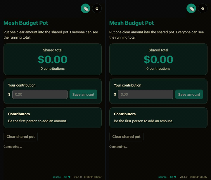 Mesh Budget Pot demo