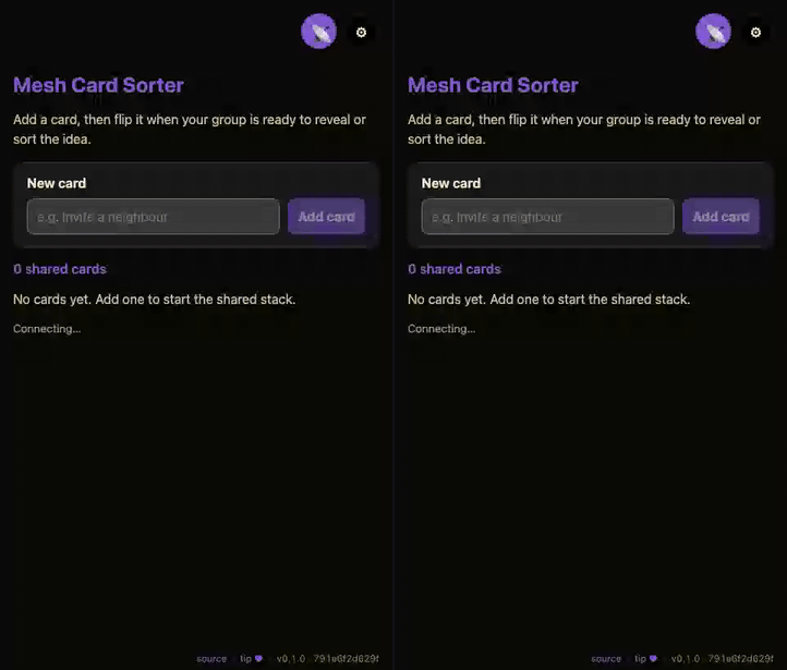 Mesh Card Sorter demo