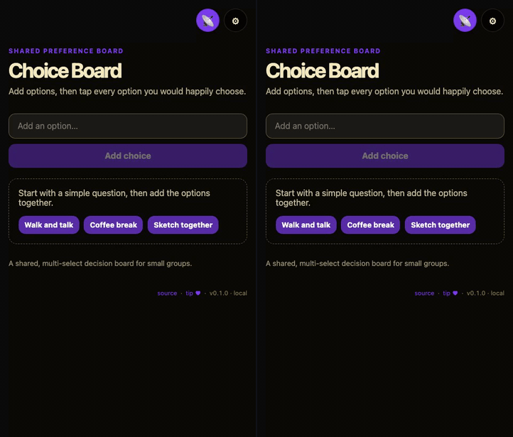 Mesh Choice Board demo