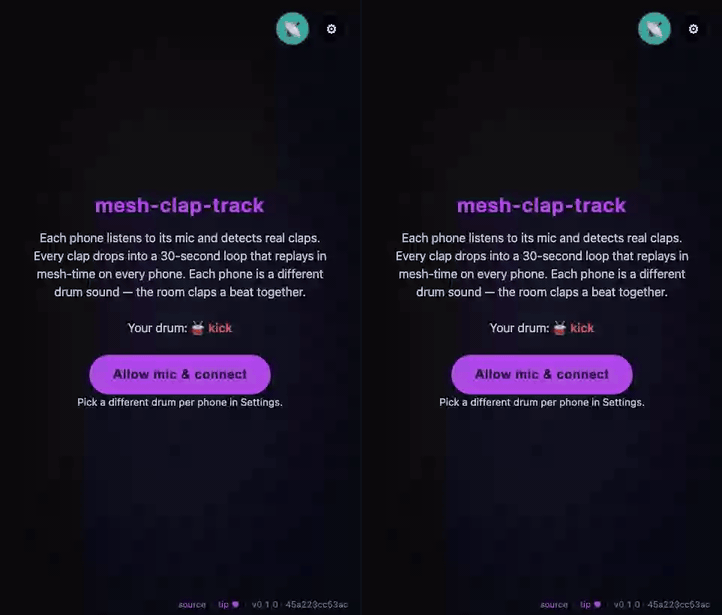 mesh-clap-track demo