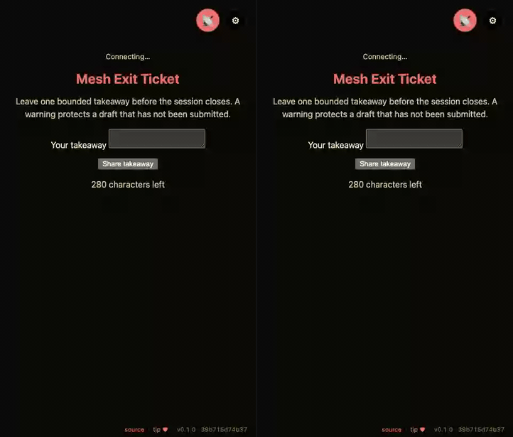 Mesh Exit Ticket demo