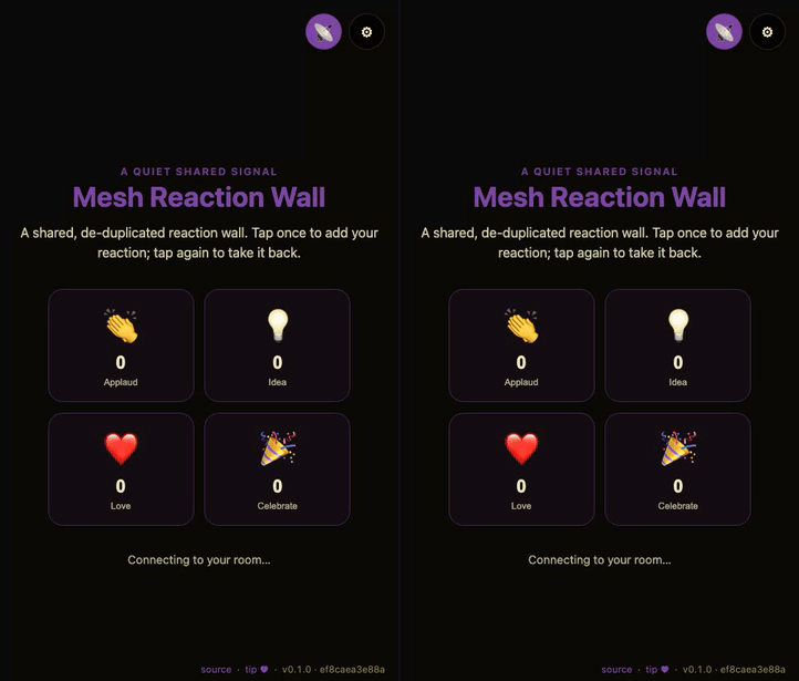 Mesh Reaction Wall demo