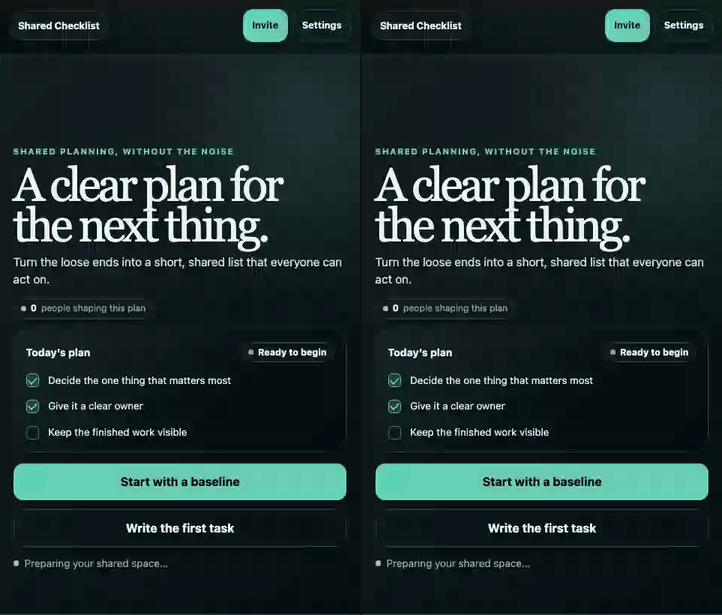 Mesh Shared Checklist demo