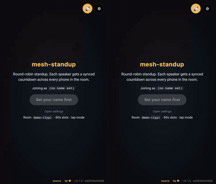 mesh-standup demo
