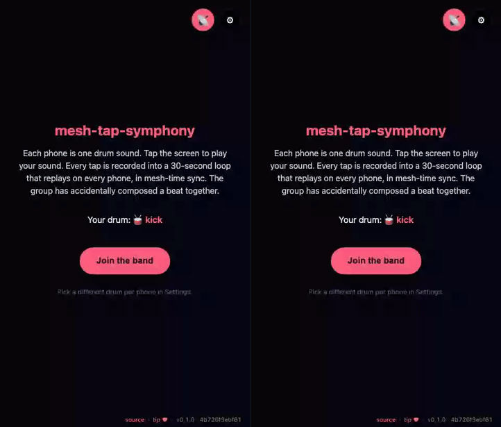Mesh Tap Symphony demo