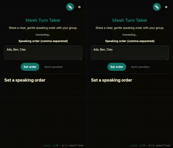 Mesh Turn Taker demo